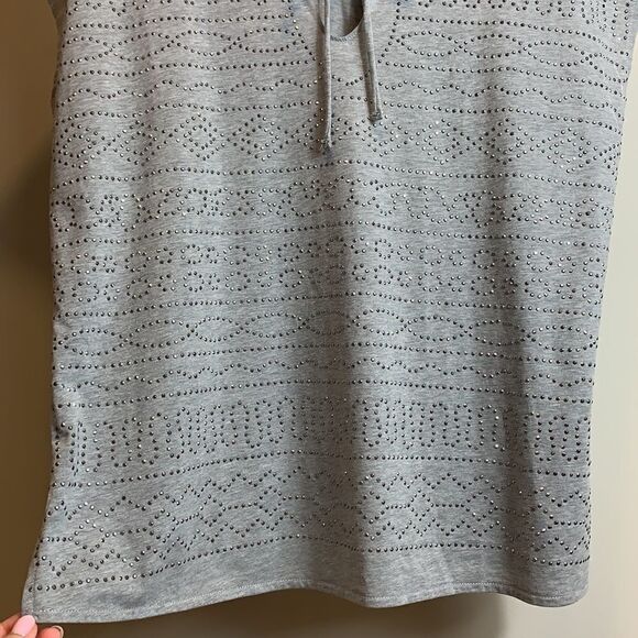 Banana Republic gray cotton blend beaded top size L - Picture 3 of 12